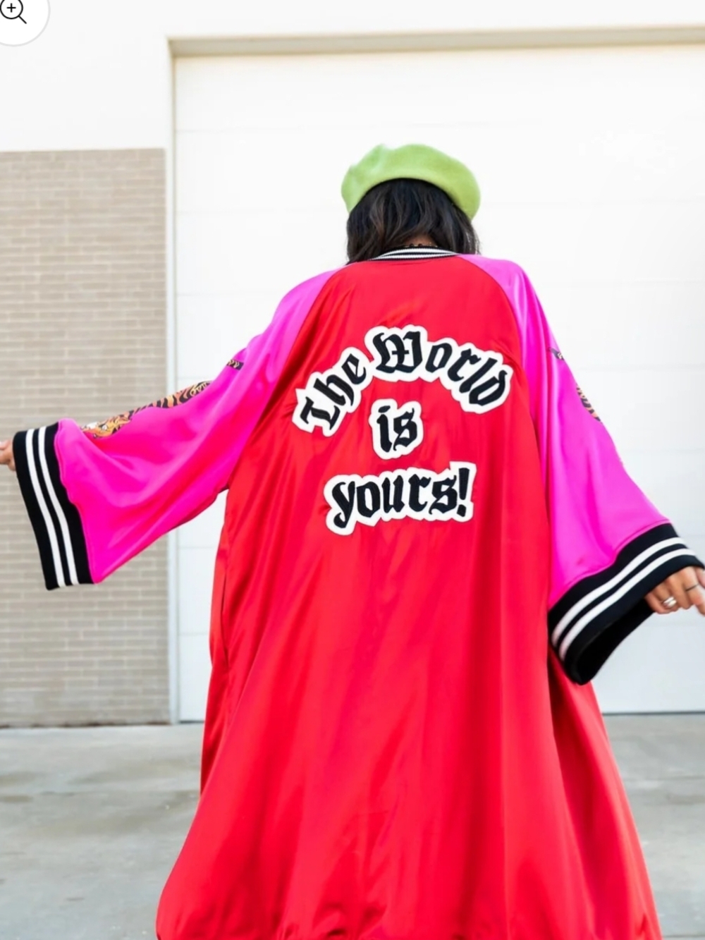 LaLa, Kimono Bold Bomber Coat - The World Is Yours - Picture 5 of 9
